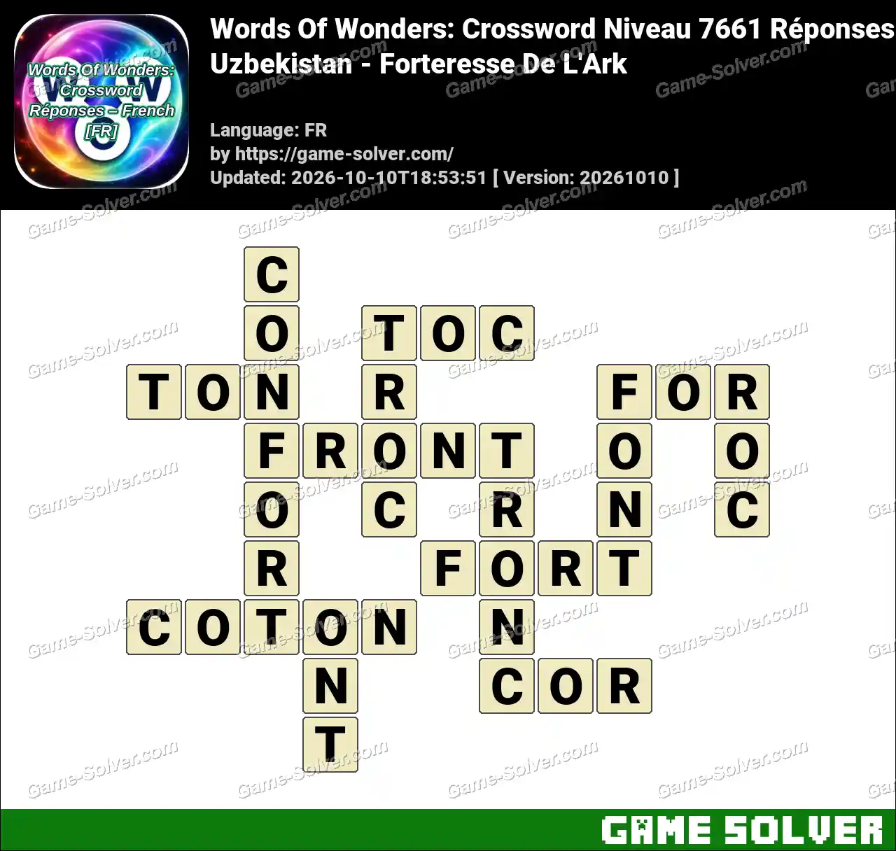 Words Of Wonders: Crossword Niveau 7661 Réponses – Uzbekistan – Forteresse De L’Ark